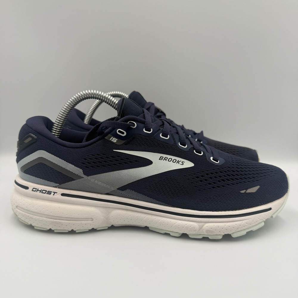 Brooks Ghost 15 Women Size 9 Running Shoes Sneakers Navy Blue White 1203801B450